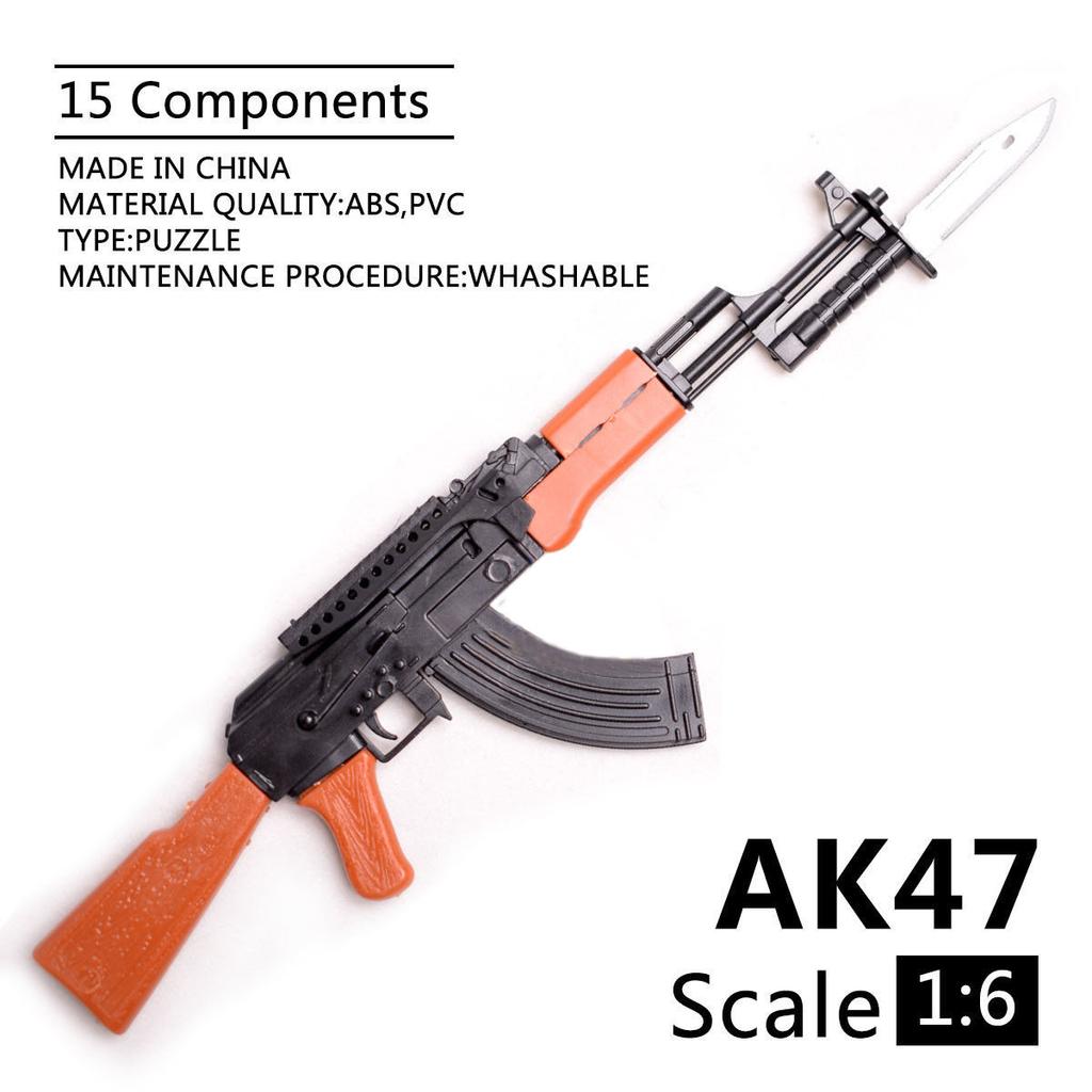 1:6 Scale Toy Mini Gun Model M134 MG42 AK47 98K Rifle Puzzles Building Bricks Assembly Scene Sandpan Game Toy