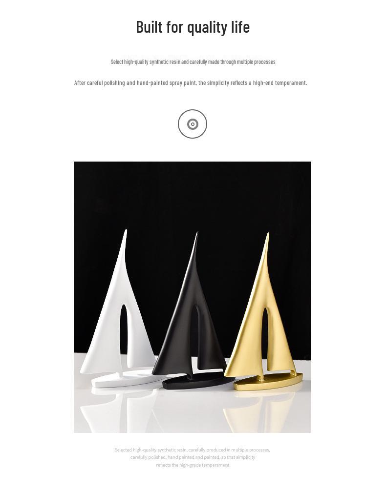 Nordic Minimalist Sailboat Resin Ornament for Home or Office Decor