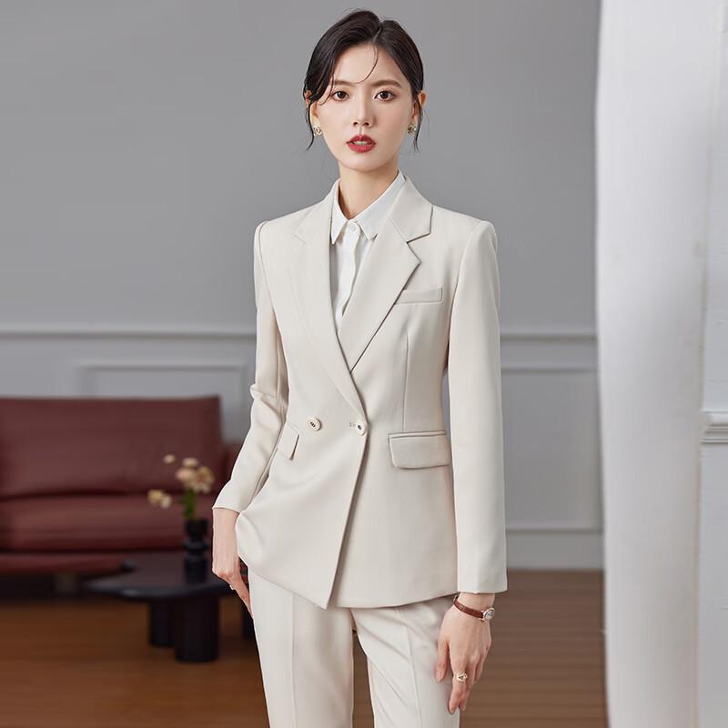 Women's Business Casual Blazer & Wide-Leg Pants Suit Set