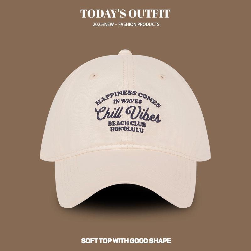 Retro American Three Dimensional Embroidered Letters Baseball Hat for Women Street Versatile Face Showing Little Couple Baseball Cap