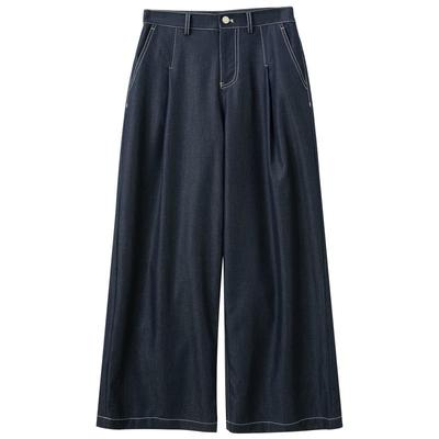 Women's High-Waist Faux Denim Wide-Leg Pants