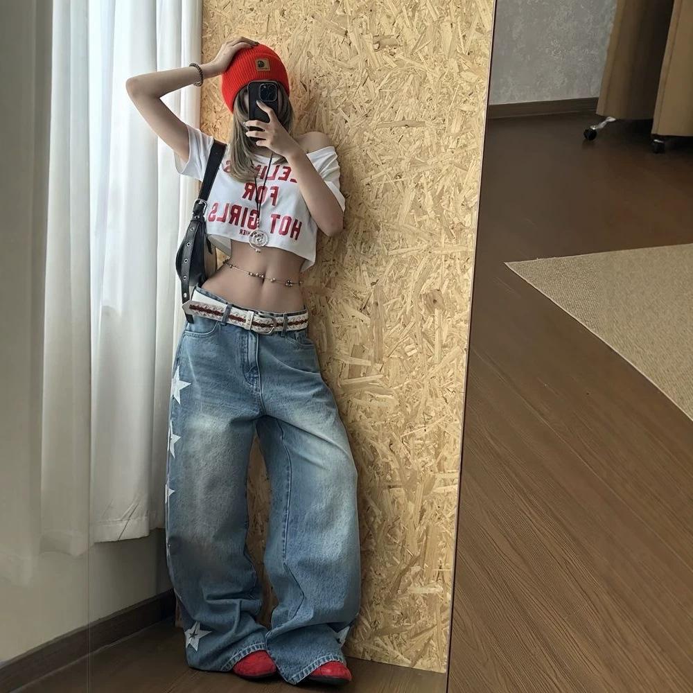 American retro YK millennial letter print diagonal neck short-sleeved t-shirt women's summer design feeling Spice girl navel top