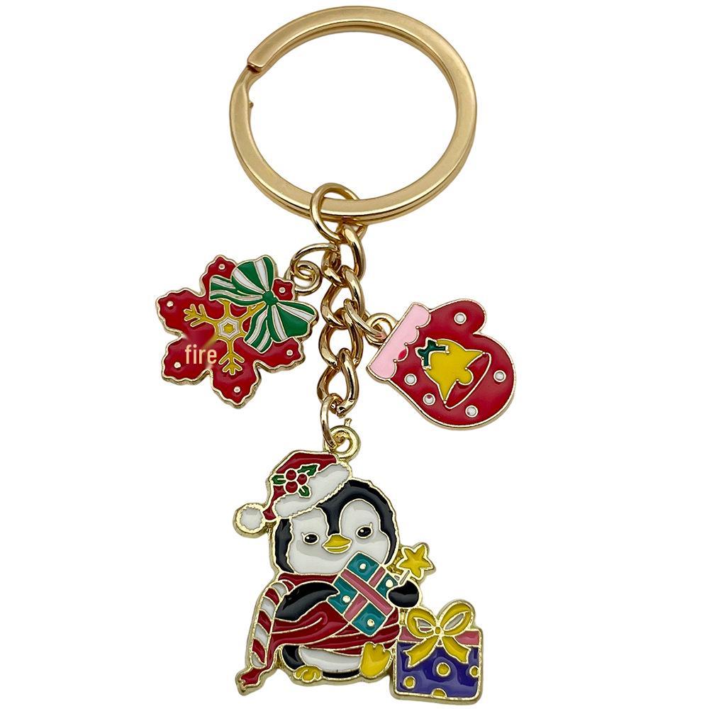 Exquisite Christmas Keychain: Santa, Reindeer, Gift Box, and Bell Ornaments Pendant