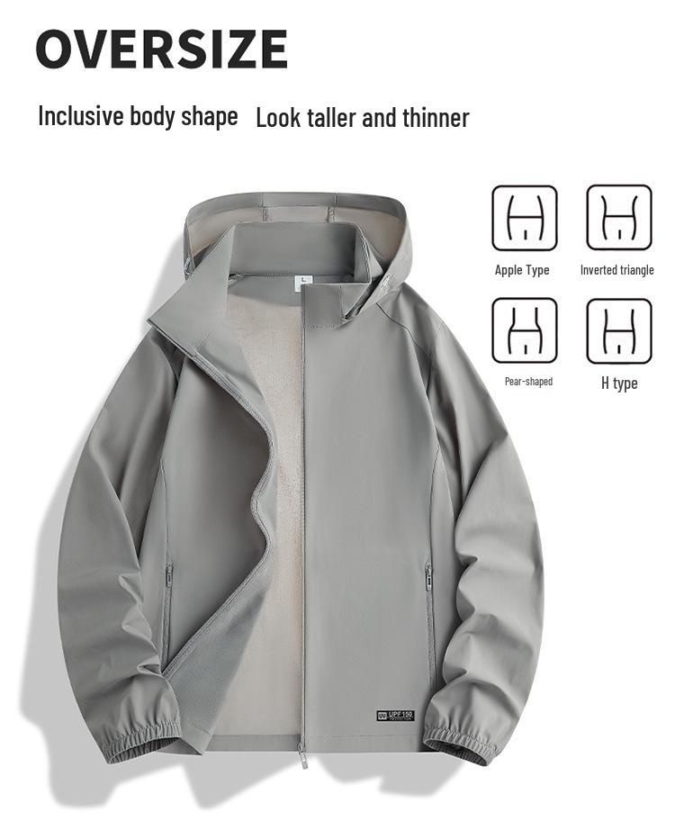Men's Ice Silk Sun Protection Suit with Detachable Hood - Breathable UV Resistant Outerwear for Women and Men
