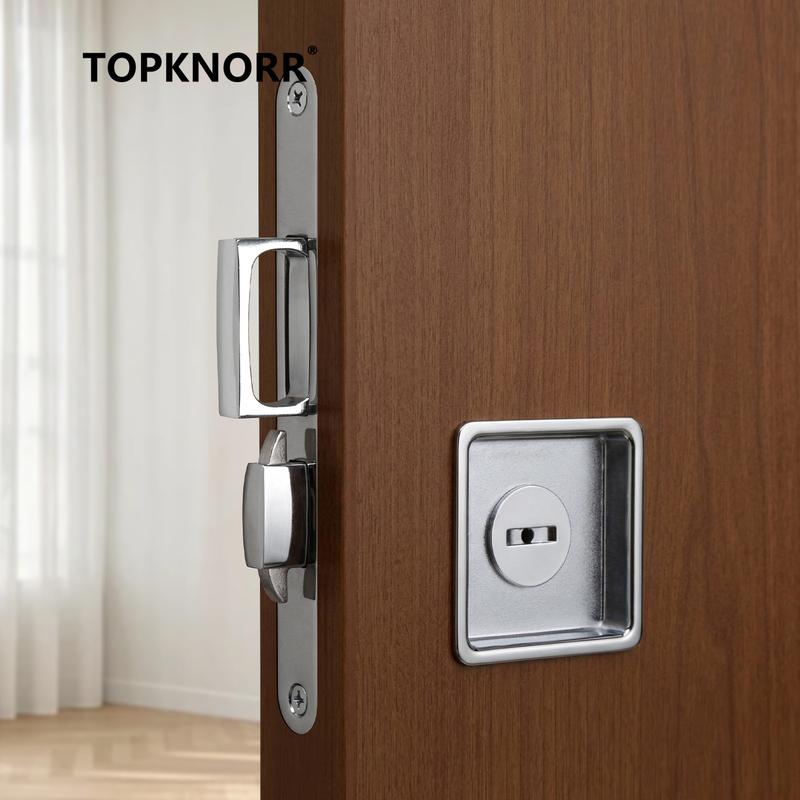 Black Invisible Pocket Sliding Door Lock with Side Handle for Balcony Kitchen Bathroom Bedroom - Pocket Door Hook Lock