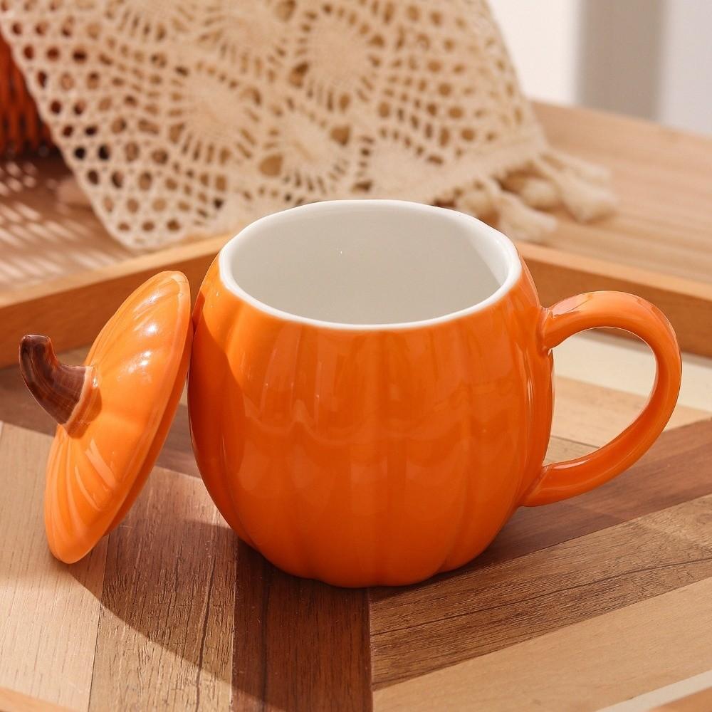 320ml Coffee Cup Orange Ceramic Tea Cup Breakfast Cup Halloween Pumpkin Mug Kitchen