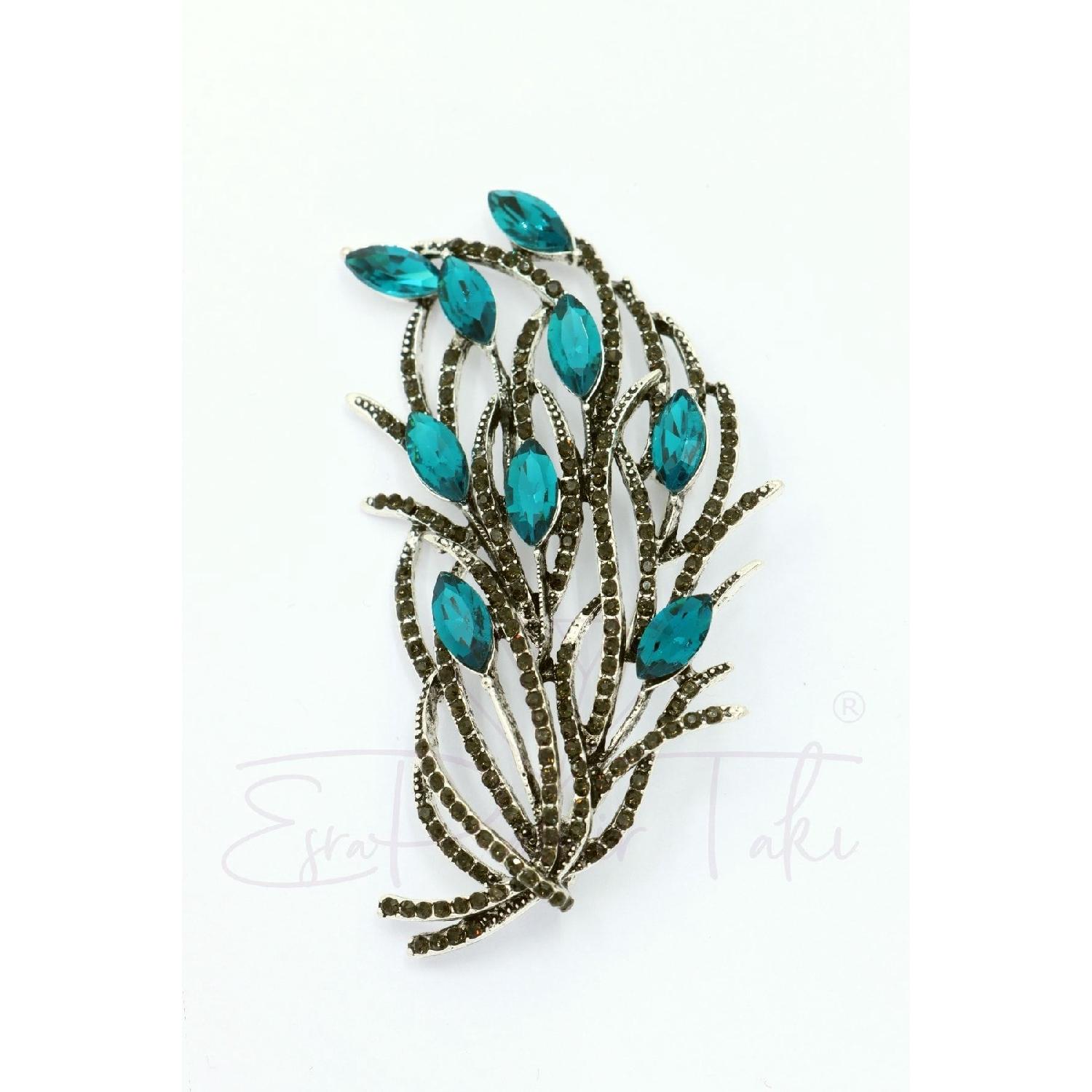 

Turquoise Stone Leaf Brooch