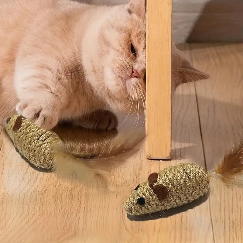 2-Pack Bite-Resistant Mouse Cat Toys with Feather Tail, Interactive Chew Toys for Cats & Kittens.