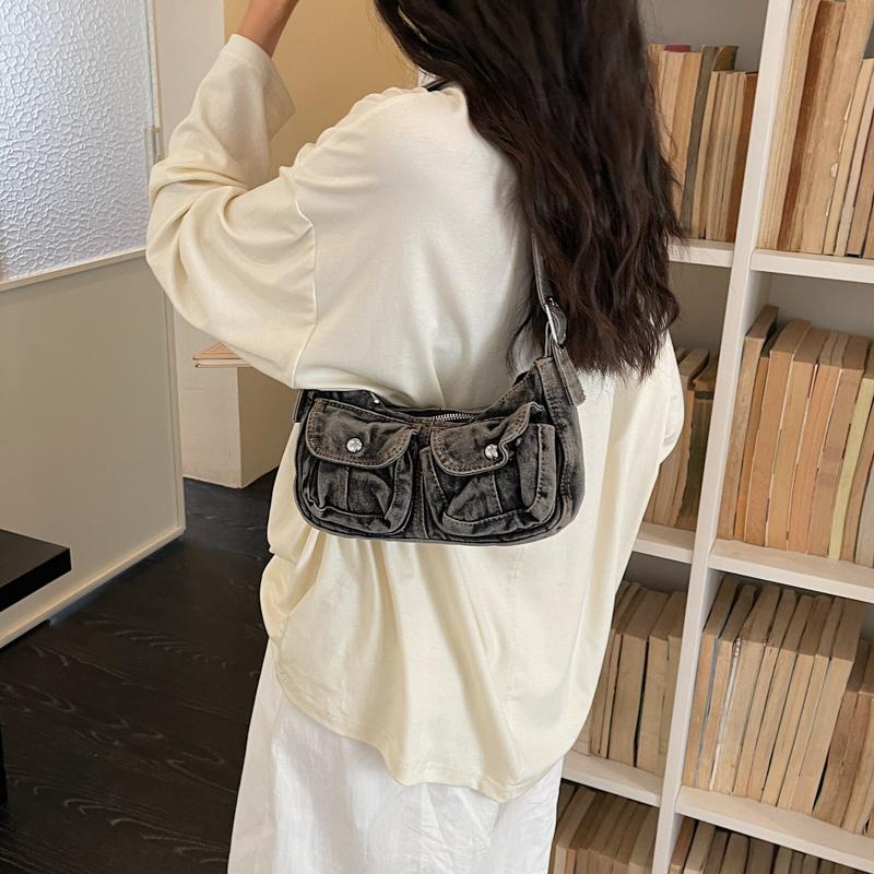 Vintage Denim Underarm Bag Women's Shoulder Bag