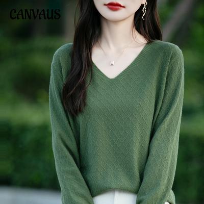 Herbst- und Winter-Pullover Strickpullover Damen V-Ausschnitt Slim Unterhemd