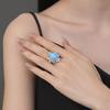 Vintage Synthetic Turquoise Open Adjustment Jewelry Full Diamond Zircon Ring