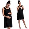 Women's Sleeveless Round Neck Maternity Nursing Dress Loose A Line Midi Pregnancy Nightgown