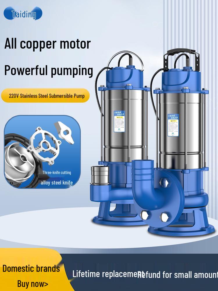 220V Stainless Steel Submersible Sewage Cutter Pump for Septic Tanks