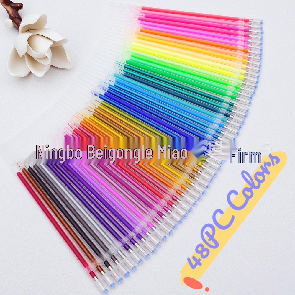 Premium 100-Farben Gelstift-Nachfüllminen: 48 fluoreszierende Glitzer-, Pastell-Perlmutt- und Mehrfarboptionen mit 24 zusätzlichen Farbnachfüllungen