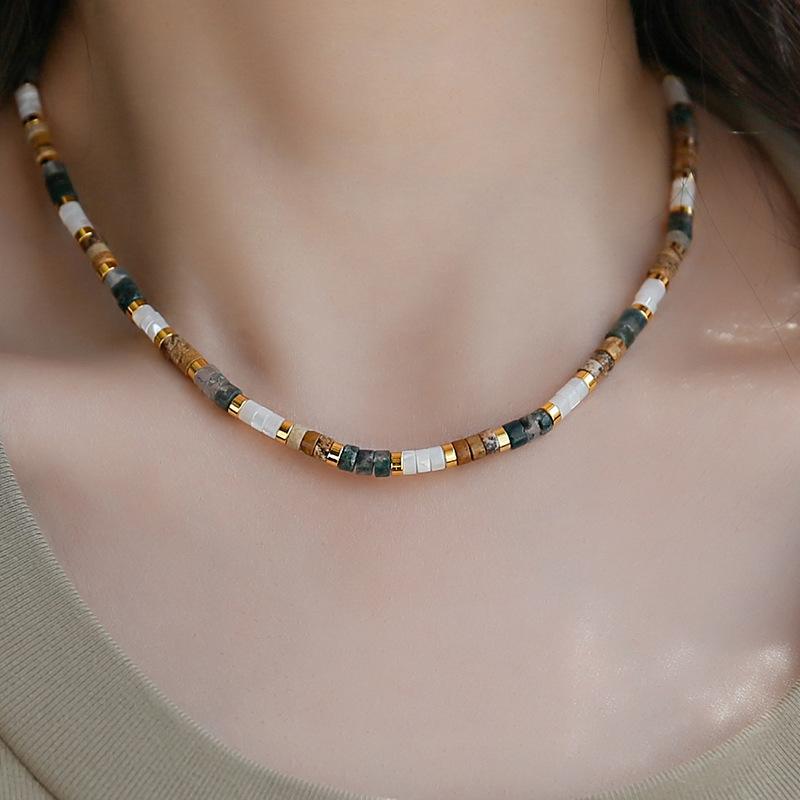 Bohemian Beaded Necklace Retro Temperament Neck High-end Chain Collarbone Chain Fashionable Versatile New Item Jewelry