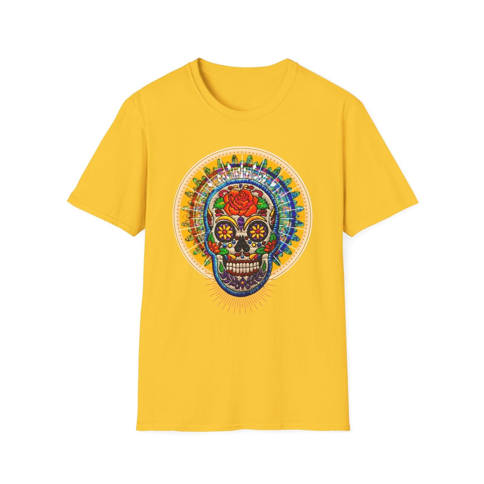 Flowering skeleton head Unisex T-Shirt M, L : size on request (S-XL) S разноцветный