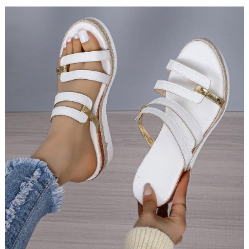 New large-size women's cool slippers summer versatile wedge heels women's platform loose shoes