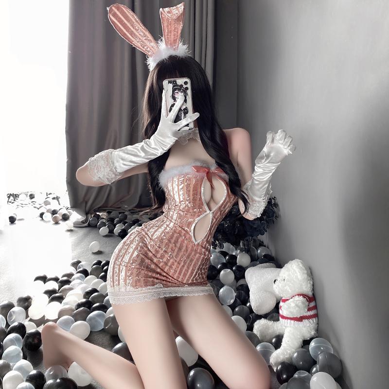 Personal Butler Woman Bunny Girl Erotic Kawaii Cosplay Rabbit Costumes Hollow Bandage Dress Lace Plush Nightgowns Sexy Lingerie