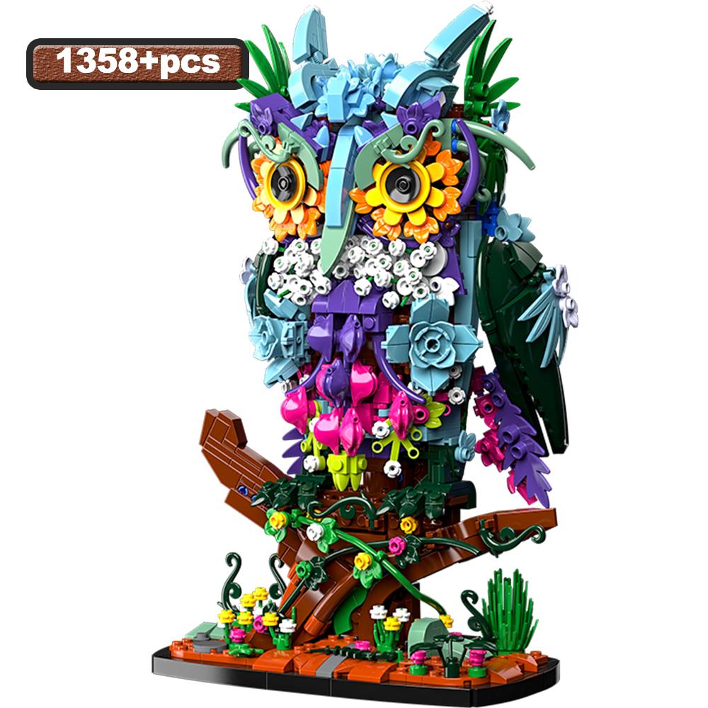 Non-Toxic Moc Mechanical Colorful Owl Model Building Block City Creative Desktop Ornaments Animal Bricks Educational Toys Kids Adults Gift