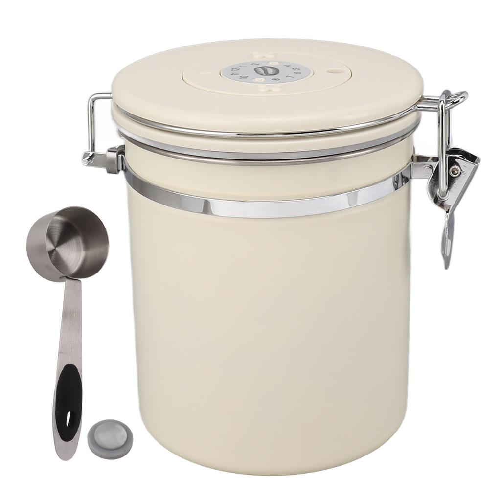 1.5L Coffee Canister Coffee Container with Scoop Date Tracker Stainless Steel Versatile Airtight Food Storage Container