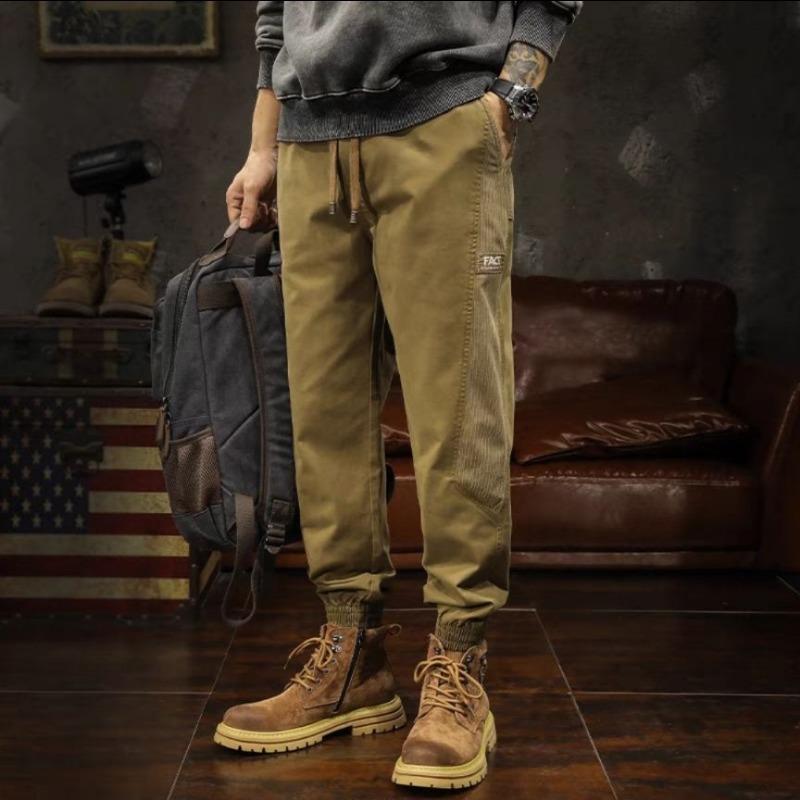 

Retro overalls men s spring and autumn new loose ankle trendy brand men s leisure 4XL хаки