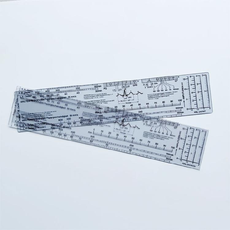 Heart Rate Scale Ruler for Interpretation Measurement Tool Reference Ruler Tool, Transparent Electrocardiogram Ruler