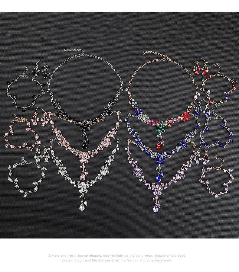 Elegant Crystal Flower Bridal Necklace Set - Fashionable European & American Jewelry Accessories