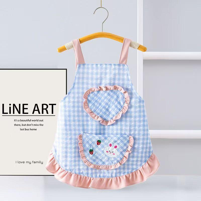 New Medium Large Children's Apron 3 To 6 Years Old Kindergarten Summer Sleeveless Waterproof Dirt-Proof Dressing Baby Eating Bib