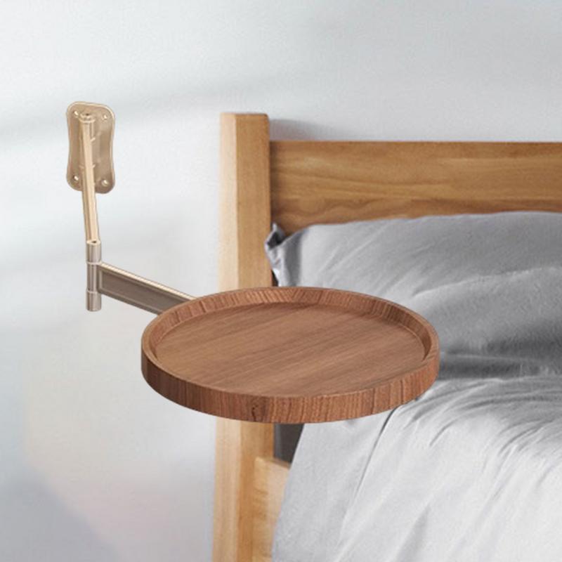 Mesa Auxiliar de Sofá Plegable Montada en la Pared Mesa de Centro Plegable Giratoria con Estante de Panel Retráctil Mesa Auxiliar Flotante de Noche