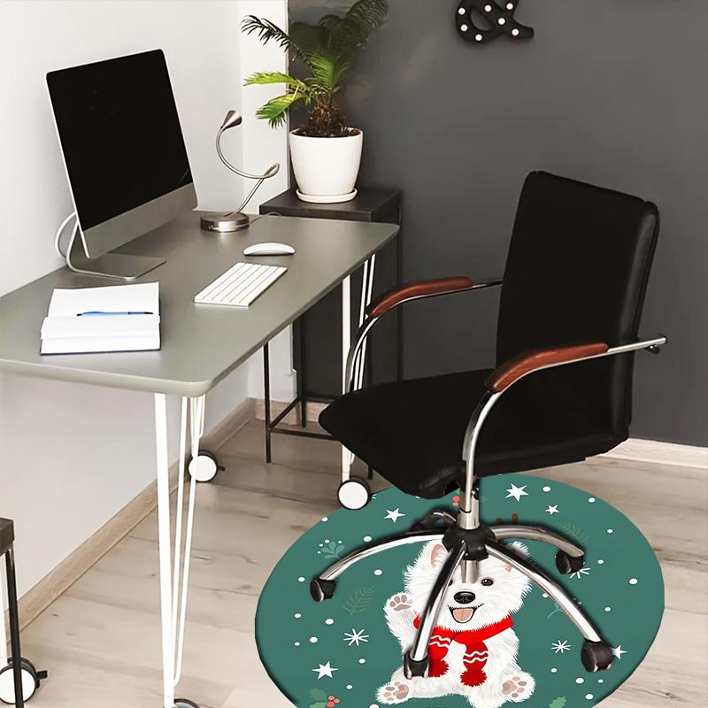 1pc Christmas Westie with Antlers  Round carpet, Perfect for Decorating Chairs, Living Rooms, Or Bedrooms, for Living Room.002 80cm by 80cm