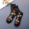 5 Pairs of Women's Summer Thin Fashion New Flower Tube Crystal Stockings
