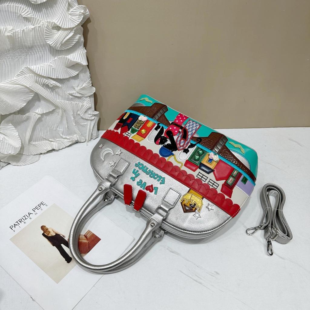 Premium Temperament Handbag Bag Women'S Splicing Embroidery Women'S Bag Large Capacity Shell Bag Messenger
