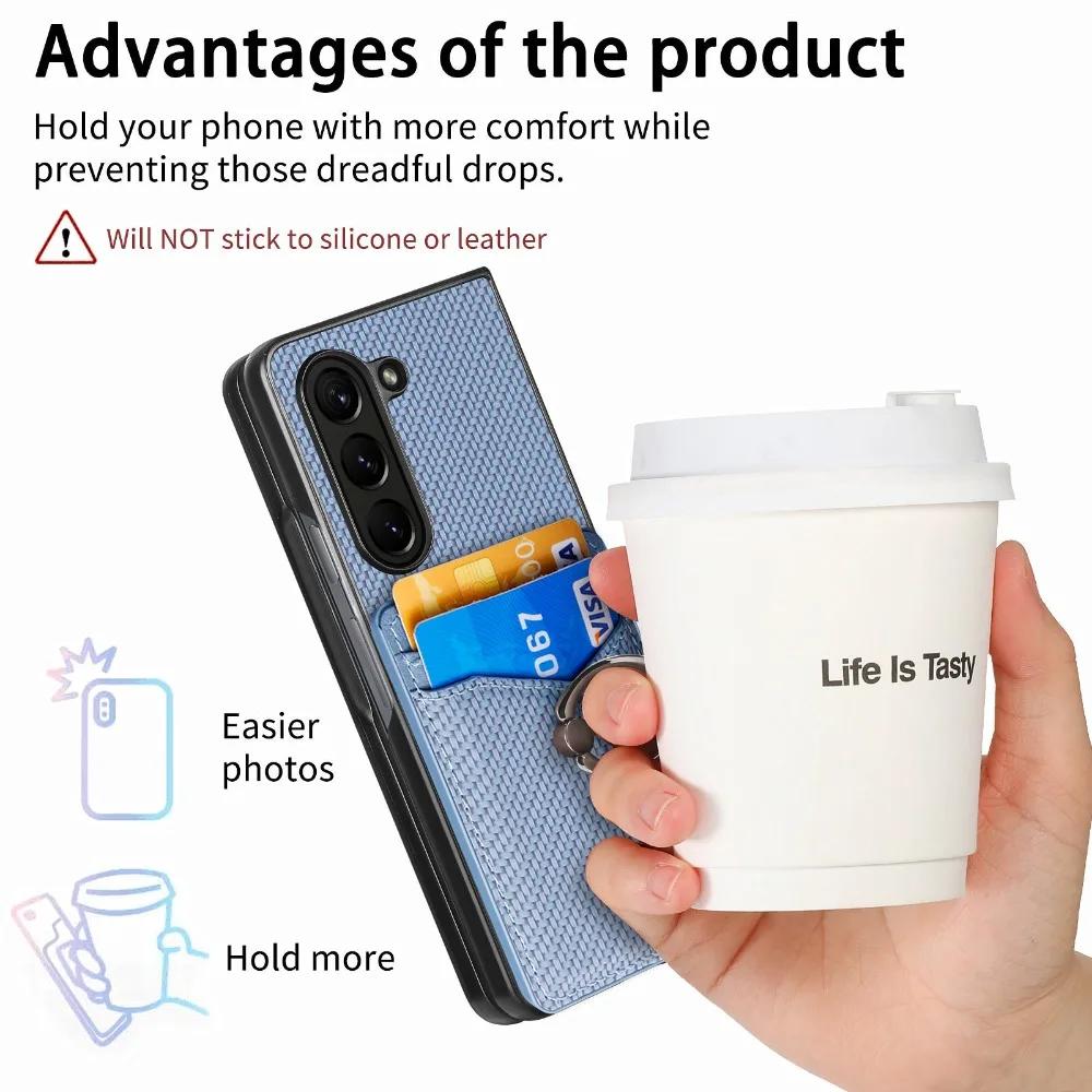 Wallet Phone Case with Credit Card Slot Holder Shockproof Ring Stand PU Leather Cover with Holder for Samsung Galaxy Z Fold 6 5 4 3 2 5G