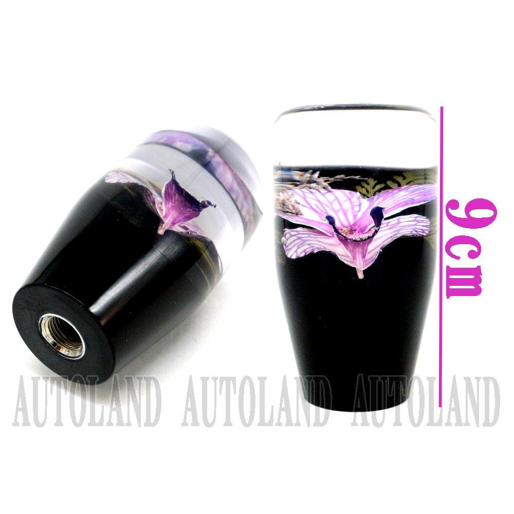 Underwater Flower Shift Knob / Real Orchid / Flower Artwork / 3.5 Inches (9 Cm) / Purple [Autoland/Autoland]