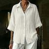 Women's Cotton Linen Loose Fit Color Single Breasted Casual Button Down Shirt for Commute
