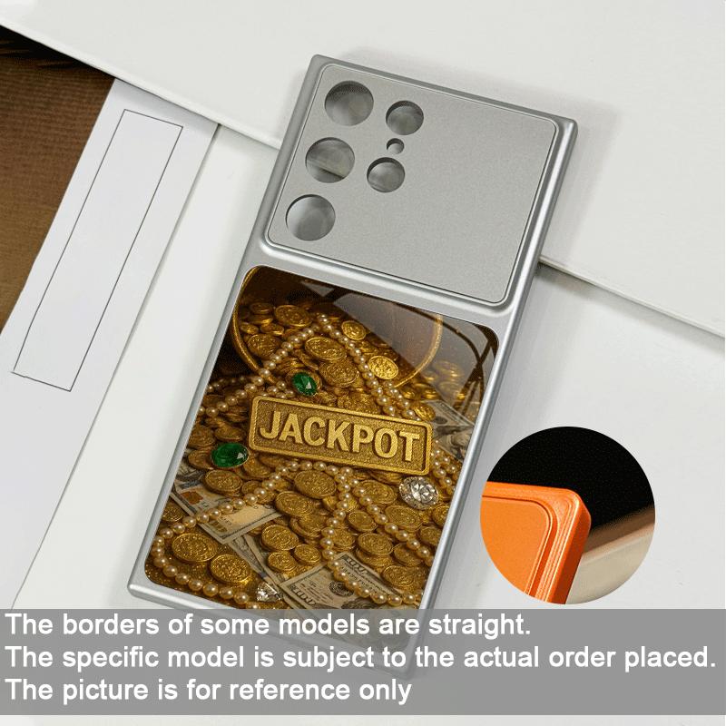 Stylish Wealth 888 Explosion Golden Pattern Orange Glass Phone Case for Samsung Galaxy S26 S25 Ultra S24 S23Plus S22 S21FE Cover