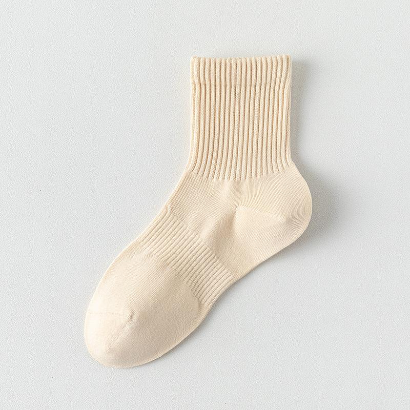 Female Summer Solid Color Cotton Tube Anti Pilling Boneless Seam Head Tube Socks