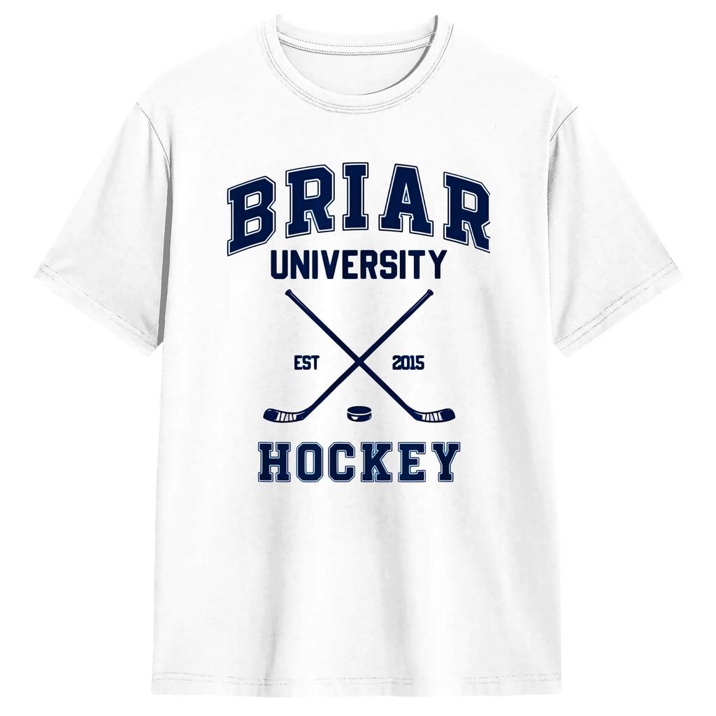 Mens T-Shirt Briar Hockey Est 2018 Off Campus T Shirts Trendy Cool Summer Tee Shirt Vintage Pure Cotton Clothes Plus Size