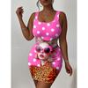 Womens Sleeveless Bodycon Midi Dress With 3D Print Breathable Lightweight Casual Office Wear