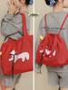 Wind Lazy Red, Large Capacity Shoulder Bag Seaside Vacation Lightweight Canvas Bag Bag Girl