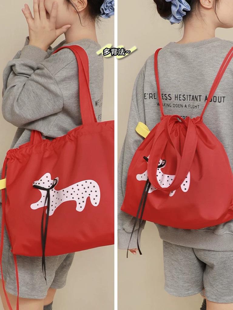 Wind Lazy Red, Large Capacity Shoulder Bag Seaside Vacation Lightweight Canvas Bag Bag Girl