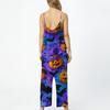 Women Halloween Printed Loose Jumpsuit Casual Sleeveless Wide Leg Romper Comfortable Fit for Seasonal Wear