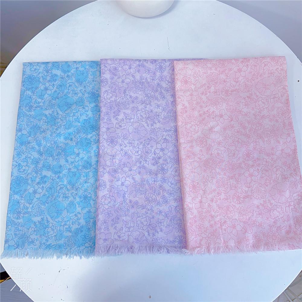 Spring and Summer New Thin Breathable 100% Cotton Floral Scarf Women's Sunscreen Shawl Versatile Japanese Floral Scarves