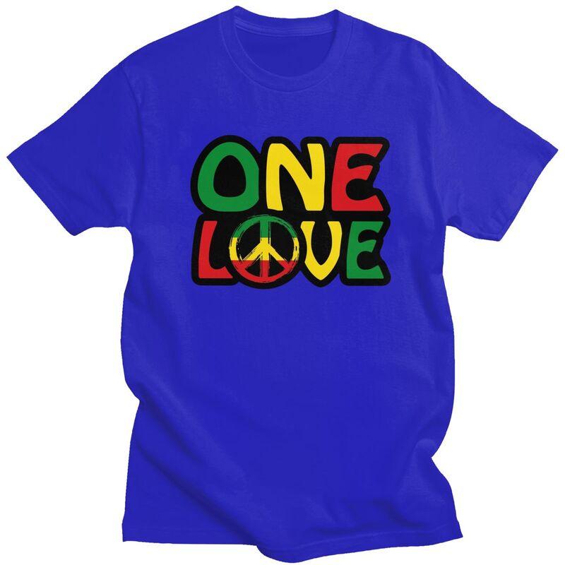 Custom ONE LOVE With Peace Symbol T Shirt for Men Tshirt Casual Tees Jamaican Reggae Tshirt Clothing