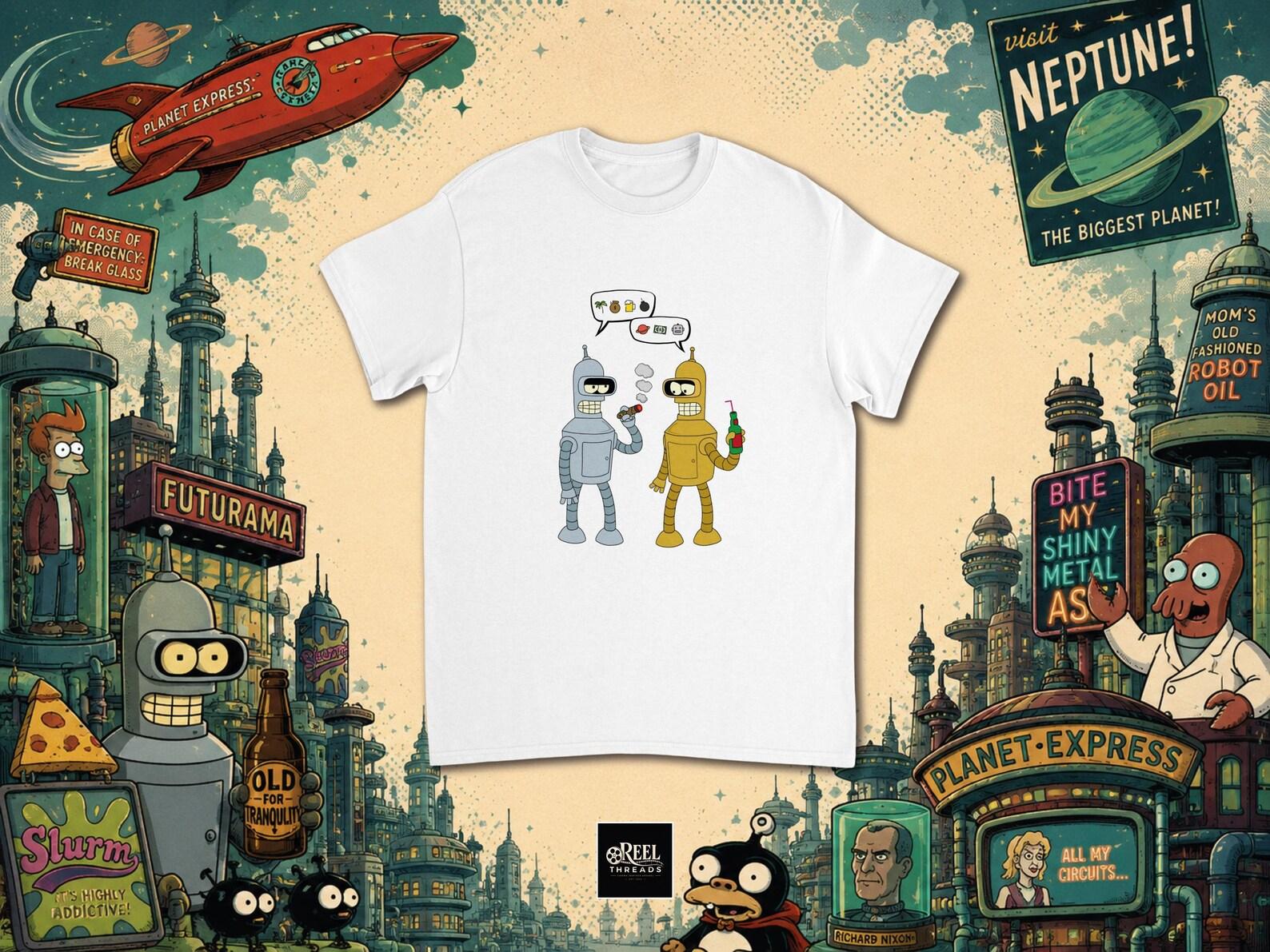 T shirt | Bender | Bender Tee | Futurama | Futurama shirt | Comic tee | Golden Bender | Cartoon Fan Gift | RoboT shirt | Pop Culture Shirt M