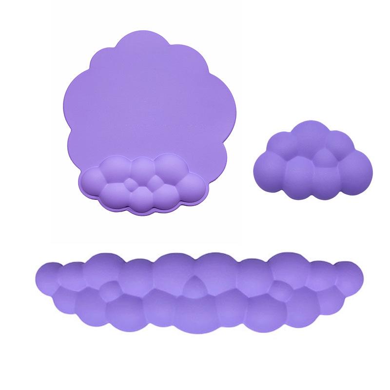 Cloud Leather Mouse Pad & Memory Foam Wrist Rest - Non-Slip Silicone Keyboard Support