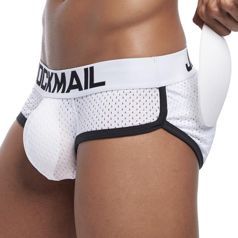 Briefs JOCKMAIL Removable Front and Back Sponge Padded Men's Briefs Breathable Mesh Material Ground Low Waist Fashion Sports Hip Adjustment Underwear