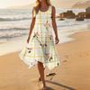 Women's Casual Sleeveless Floral Midi Dress, Round Neck Irregular Hem Summer Dress