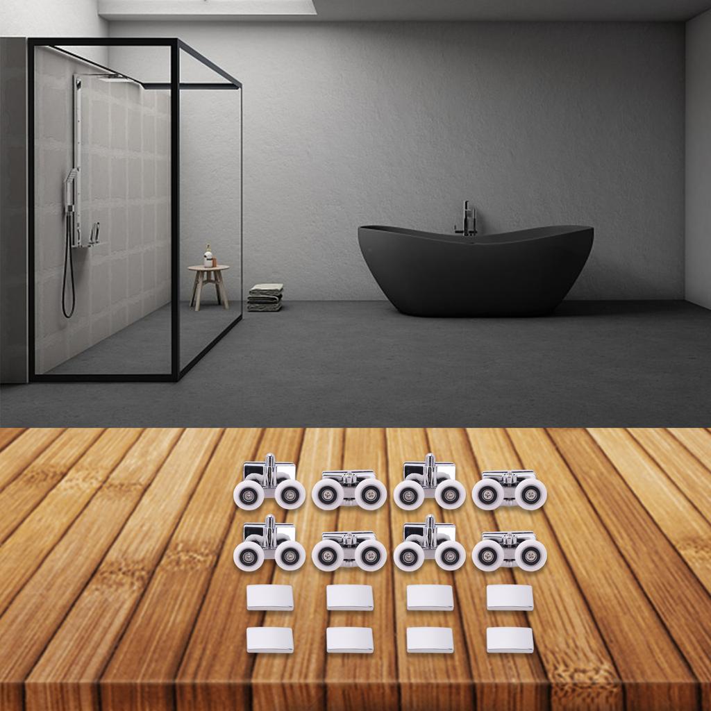 8PCS Shower Door Rollers Replacement Set for Smooth Sliding Action Top & Bottom Pulleys for Various Shower Designs