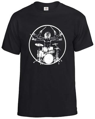 Vitruvian Drummer Funny Drumming T Shirt Drums Drum Kit Stick Music Rock Top Tee
